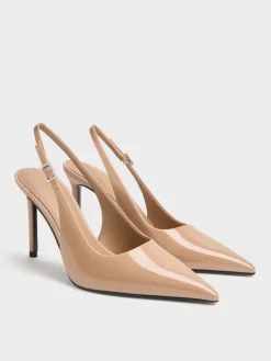 Patent Pointed Slingback Pumps