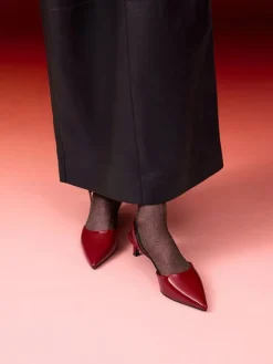 Patent Pointed Slingback Kitten Heels
