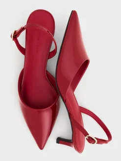 Patent Pointed Slingback Kitten Heels