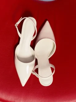 Patent Pointed Slingback Kitten Heels