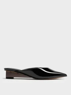 Patent Translucent-Heel Wedge Mules