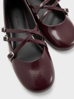Patent Triple-Strap Mary Jane Flats