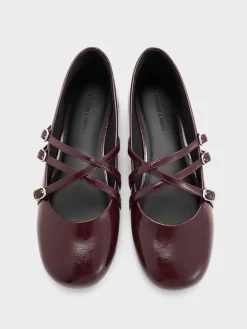 Patent Triple-Strap Mary Jane Flats