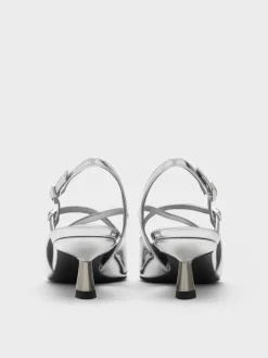 Pauline Metallic Crossover Kitten Heels