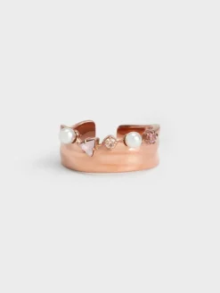 Pearl & Crystal Open-Band Ring