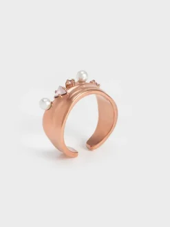 Pearl & Crystal Open-Band Ring