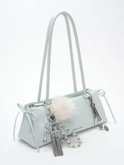 Pearl Beaded-Strap Furry Ball Charm