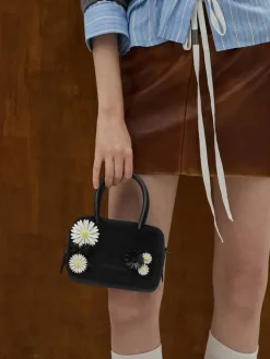 Perline Boxy Top Handle Bag With Floral Appliques