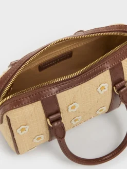 Philomena Raffia Flower Bowling Bag
