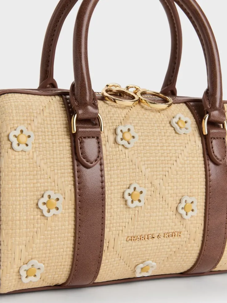 Philomena Raffia Flower Bowling Bag