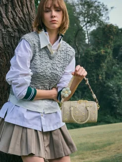 Philomena Raffia Flower Bowling Bag