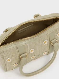 Philomena Raffia Flower Bowling Bag
