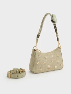 Philomena Raffia Flower Crossbody Bag