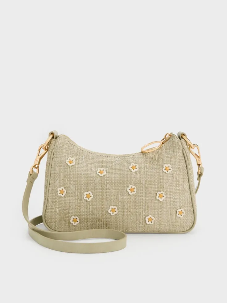 Philomena Raffia Flower Crossbody Bag