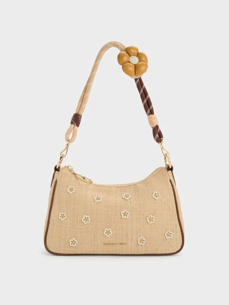 Philomena Raffia Flower Crossbody Bag