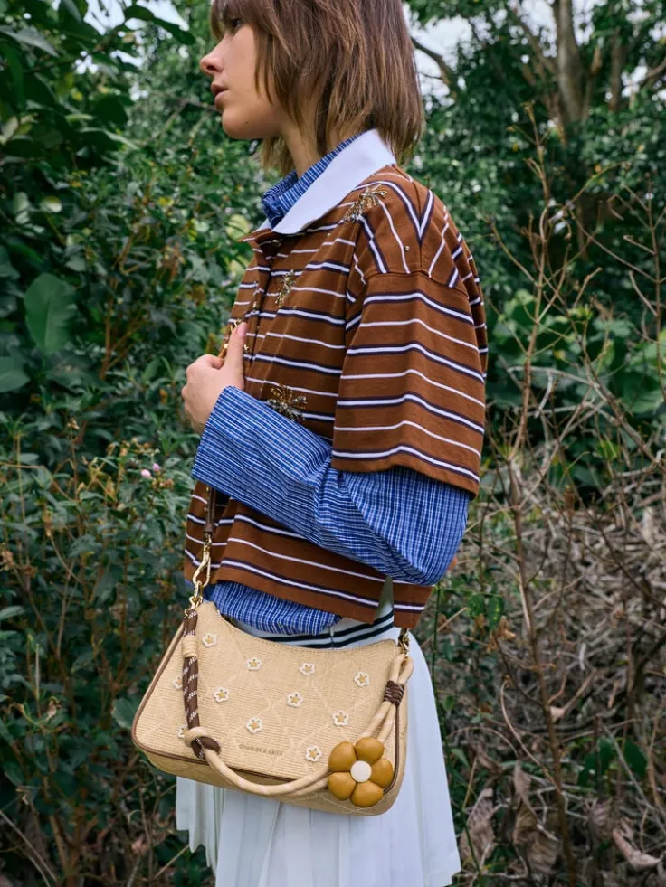 Philomena Raffia Flower Crossbody Bag