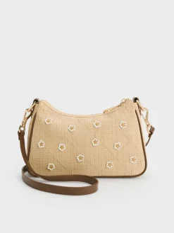 Philomena Raffia Flower Crossbody Bag