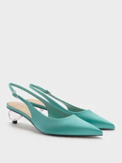 Pointed Crystal-Heel Slingback Pumps