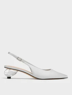 Pointed Crystal-Heel Slingback Pumps