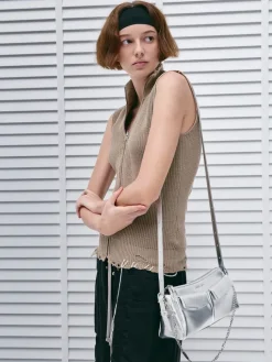 Rachel Metallic Front-Pocket Chain Shoulder Bag
