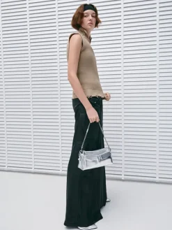 Rachel Metallic Front-Pocket Chain Shoulder Bag