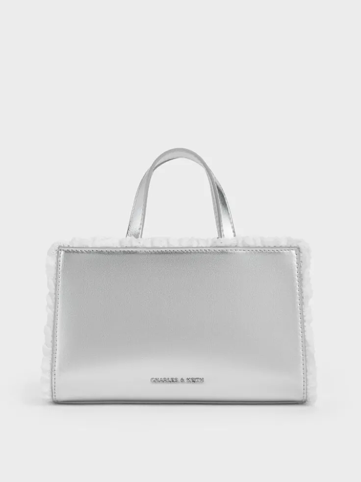 Raina Metallic Lace-Trim Tote Bag