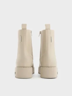 Ridged-Sole Lace-Up Combat Boots