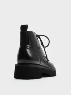 Ridged-Sole Side-Zip Combat Boots