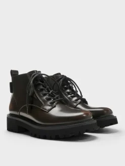 Ridged-Sole Side-Zip Combat Boots