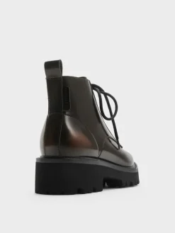 Ridged-Sole Side-Zip Combat Boots