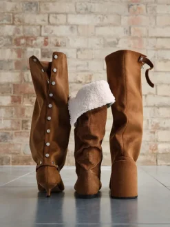Robbie Faux Suede Heeled Knee-High Boots