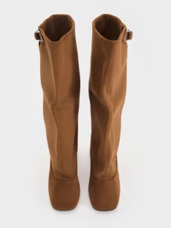 Robbie Faux Suede Heeled Knee-High Boots