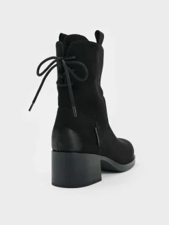 Rosamond Faux Suede Back-Lace Calf Boots