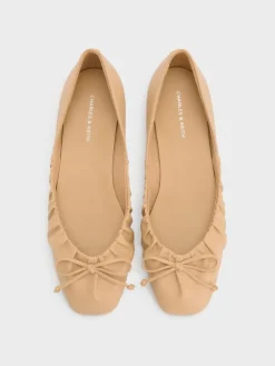 Ruched Bow Ballet Flats