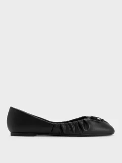 Ruched Bow Ballet Flats
