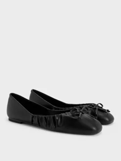 Ruched Bow Ballet Flats