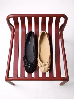 Ruched Bow Ballet Flats
