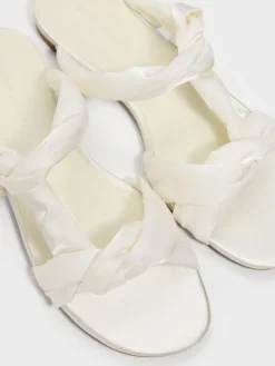 Ruched-Strap Slide Sandals