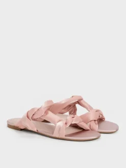 Ruched-Strap Slide Sandals