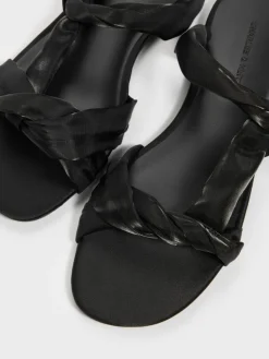 Ruched-Strap Slide Sandals
