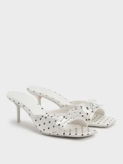 Sadira Satin Polka-Dot Heeled Mules