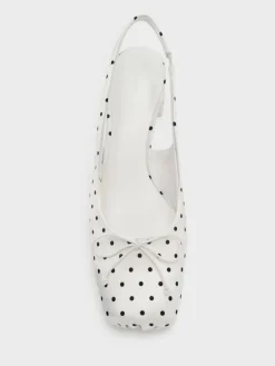 Sadira Satin Polka-Dot Slingback Pumps