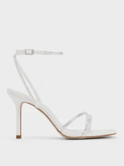 Satin Crystal Stiletto Sandals