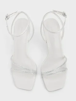 Satin Crystal Stiletto Sandals