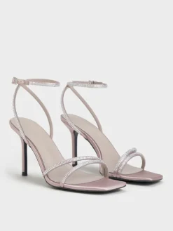 Satin Crystal Stiletto Sandals