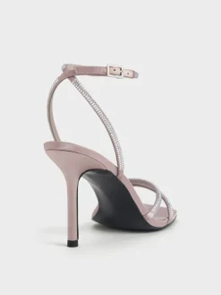 Satin Crystal Stiletto Sandals