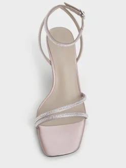 Satin Crystal Stiletto Sandals