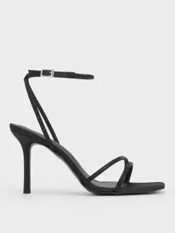 Satin Crystal Stiletto Sandals