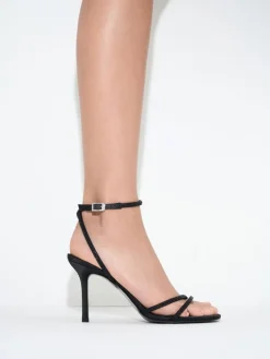Satin Crystal Stiletto Sandals
