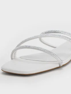 Satin Crystal Strappy Sandals
